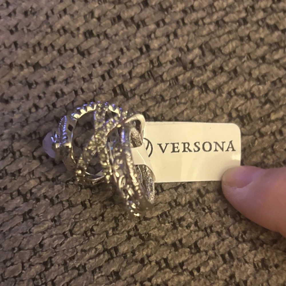 Versona Silver-Tone Crystal Hoop Ring Set, size 7 - Picture 4 of 6